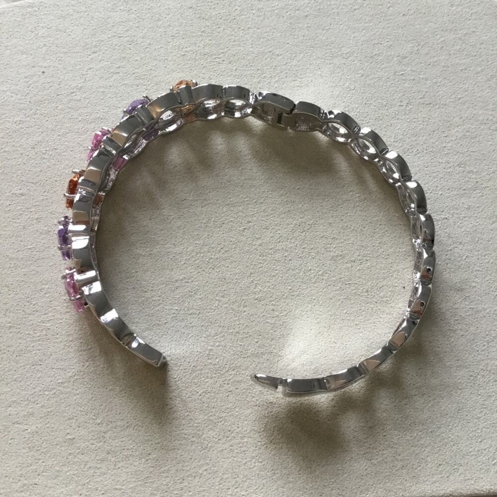 Silver Multi-Crystal Bracelet - Picture 7 of 8